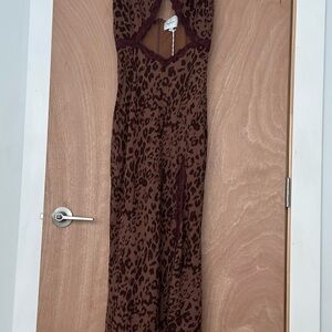 Reformation Brown Leopard Print Maxi Dress